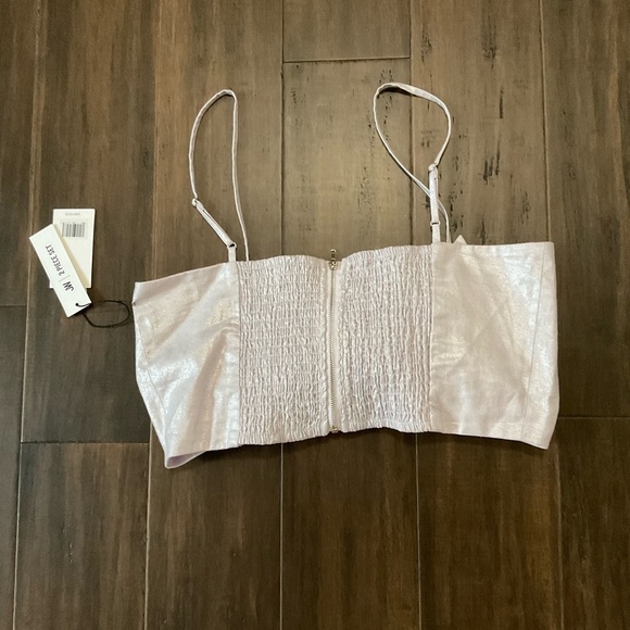 Jason Wu Linen Blend Lavender 2 Piece Wide Leg Pant Bow Crop Top Set Size Large - Picture 2 of 11